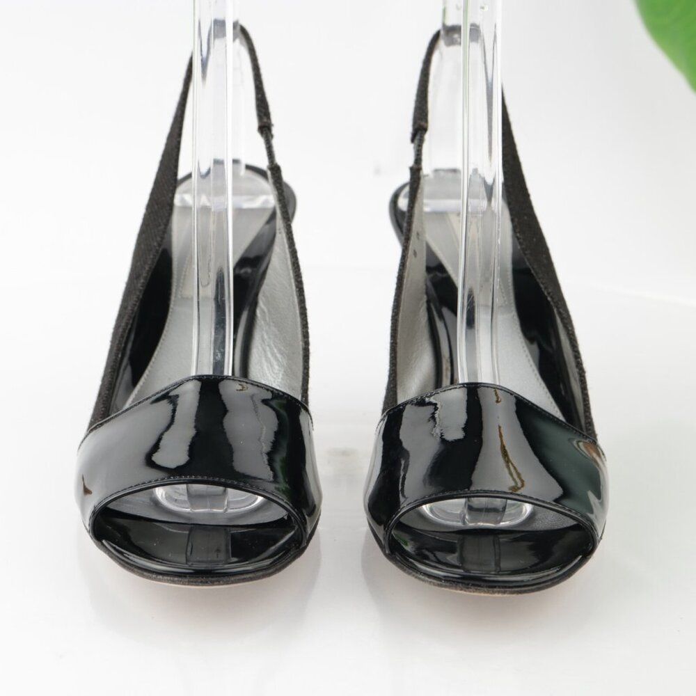 Via Spiga Italy Women's Sandal Size 8 High Heel Open Toe Black Patent Slingback - Picture 3 of 13